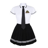 TiaoBug Japanese School Girl Uniform Suit White Short Sleeve T-shirt Top Pleated Skirt Cosplay Korean Girls Student Costume Set