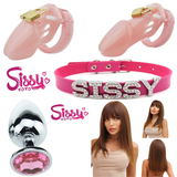 Sissy Supplies Basic Sissy Kit - Cages, Wig, Plug, Collar & Tattoos