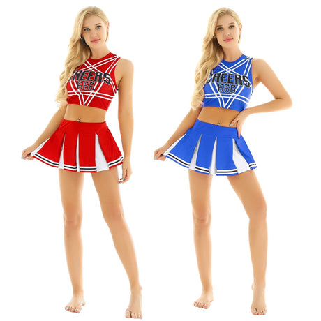 US UK STOCK Women Japanese Schoolgirl Cosplay Uniform Girl Sexy Lingerie Gleeing Cheerleader Costume Set Halloween Costume Femme