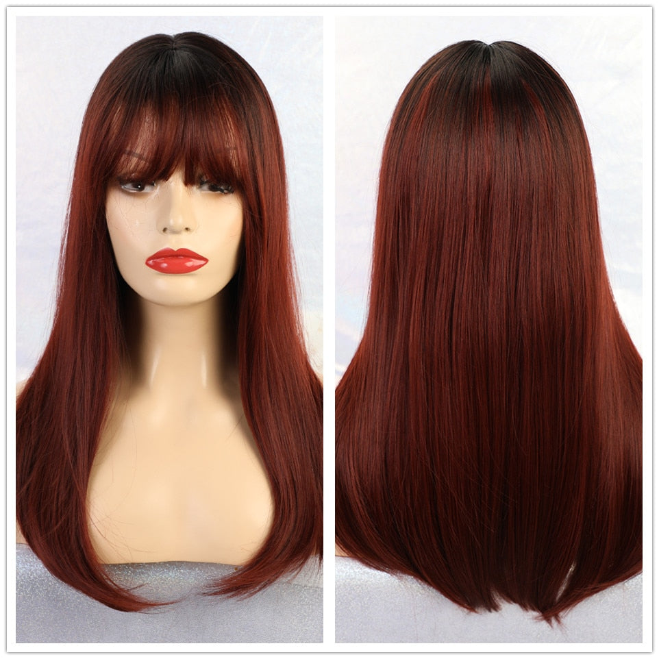 ALAN EATON Ombre Black Blonde Medium Long Wig