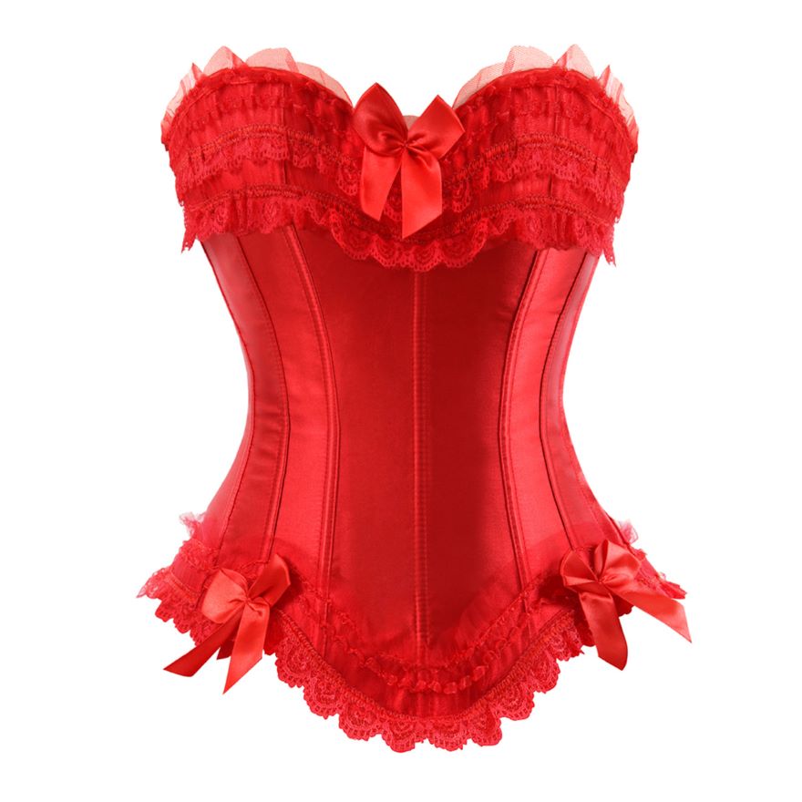 Sexy Satin Lace Overlay Corset Bustier