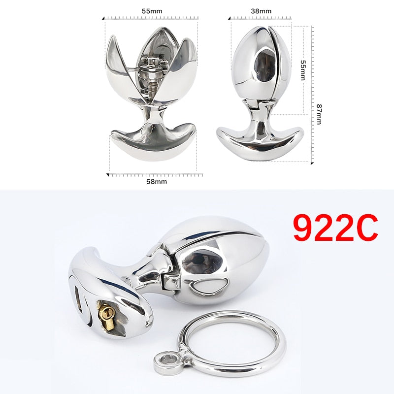 Heavy Stainless Steel Expanding Anal Plug With Lock