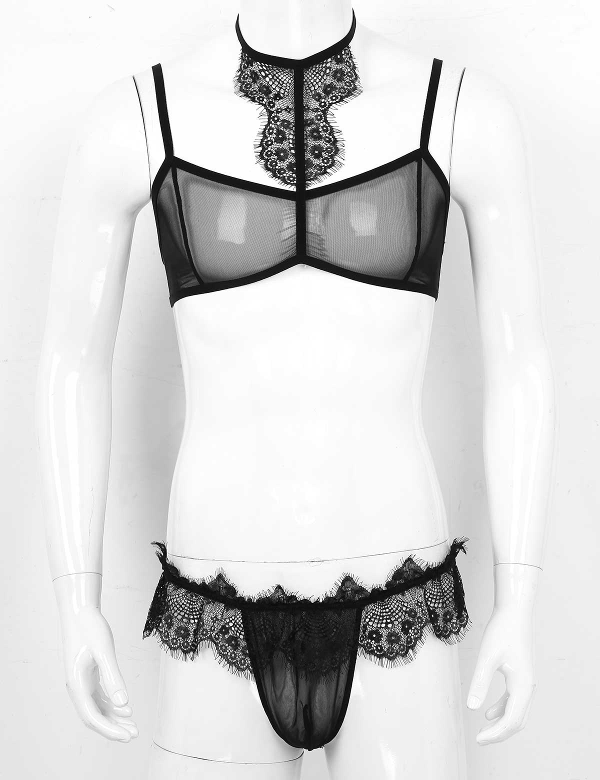 Sexy Sissy See Through Sheer Lace Trim Lingerie Set – S-Supplies
