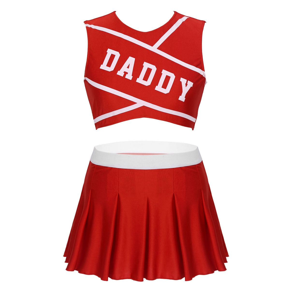 Charming Cheerleader Crop Top with Mini Pleated Skirt