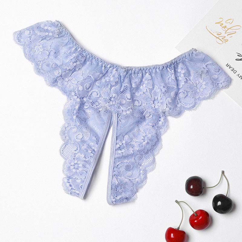 Floral Lace Crotchless Open Butt Panties