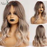 ALAN EATON Ombre Black Blonde Medium Long Wig