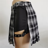 Pleated Gothic Half Irregular Skirt High Waist