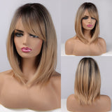 ALAN EATON Ombre Black Blonde Medium Long Wig