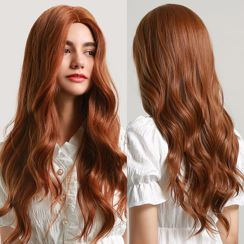 ALAN EATON Long Orange Copper Synthetic Wig