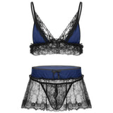 Sissy Lingerie Set Lace Crop Top & Mini Skirt