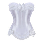 Sexy Satin Lace Overlay Corset Bustier