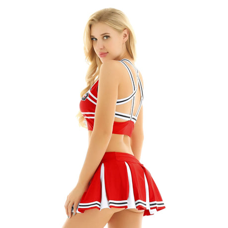 US UK STOCK Women Japanese Schoolgirl Cosplay Uniform Girl Sexy Lingerie Gleeing Cheerleader Costume Set Halloween Costume Femme