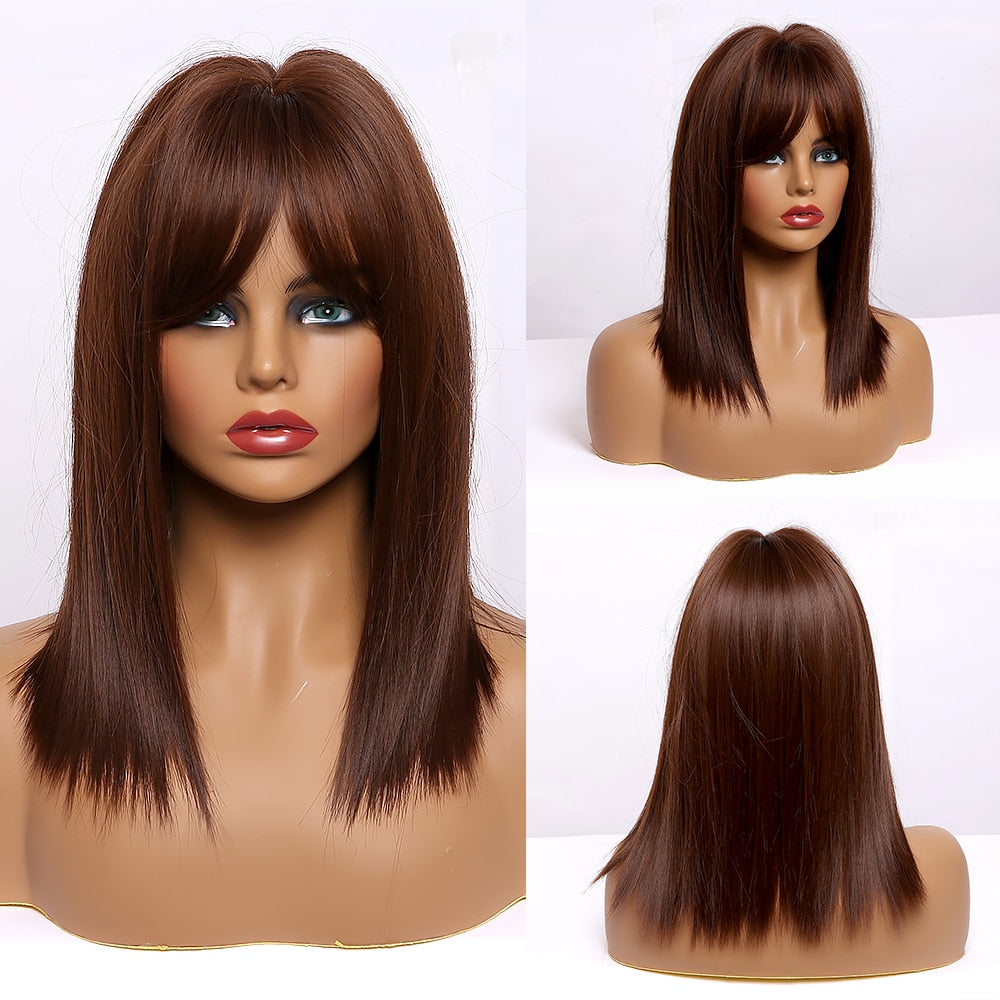 ALAN EATON Ombre Black Blonde Medium Long Wig