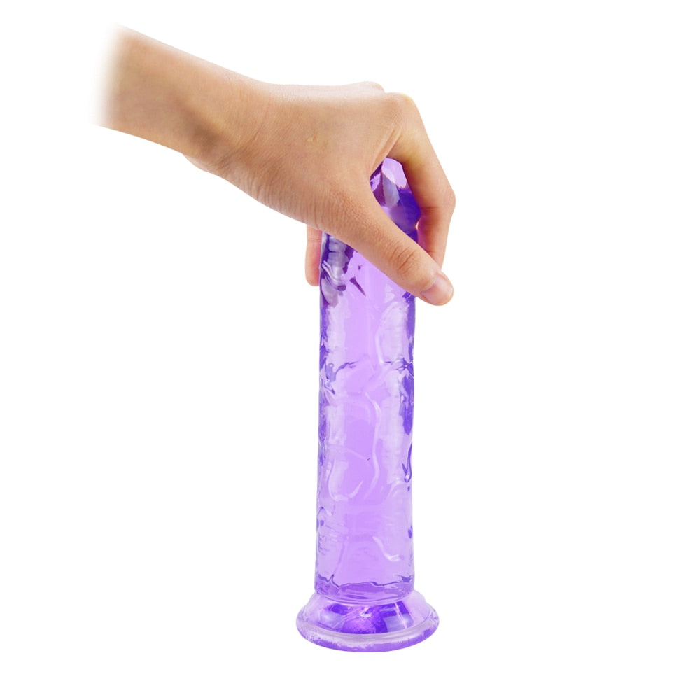 Realistic Dildo for Woman Soft Jelly Suction Cup Penis Anal Butt Plug Crystal Dildo Sex Toy No Vibrator female Colorful Erotic
