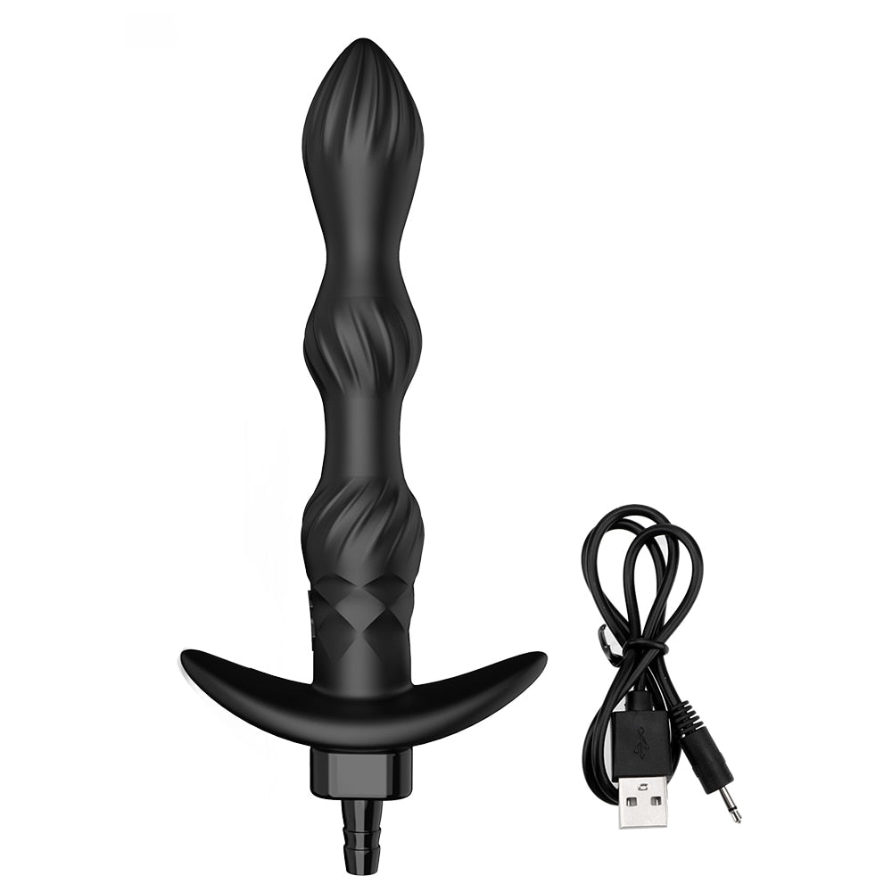 Silicone Vibrator & Shower Enema Anal Plug/Dildo