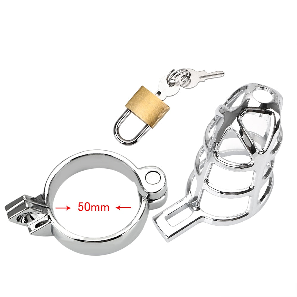 Stainless Steel Male Chastity Cage Lockable 40/45/50mm Rings