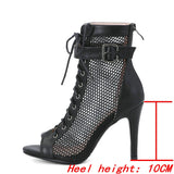 Mesh Short Boots Zipper Back High Heels