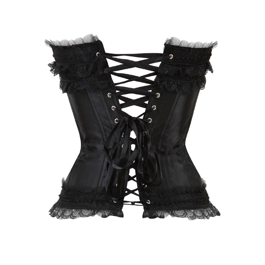 Sexy Satin Lace Overlay Corset Bustier