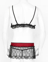 Sissy Lingerie Set Lace Crop Top & Mini Skirt