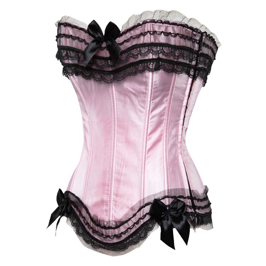 Sexy Satin Lace Overlay Corset Bustier