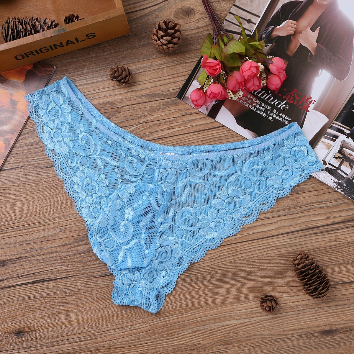 Floral Lace Sheer Pouch G-string Panties