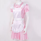 MSemis Men Adults Sissy Maid Dress Cosplay Outfit Sexy Halloween Sexy Costume Crossdressing Sexy Male Dress with Apron Headband