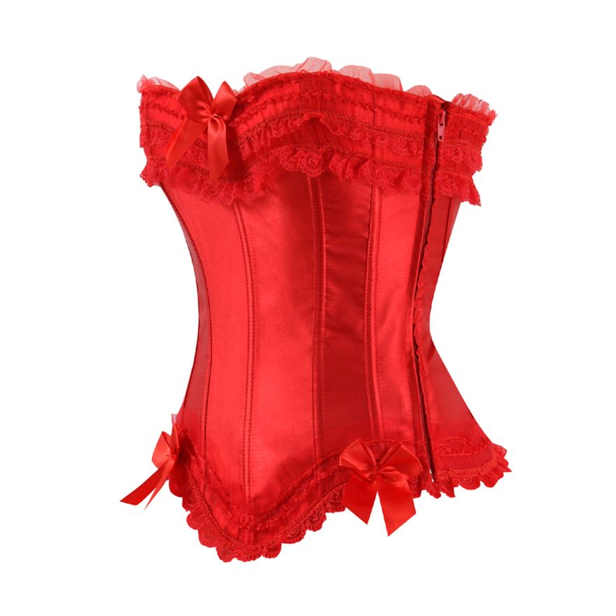 Sexy Satin Lace Overlay Corset Bustier