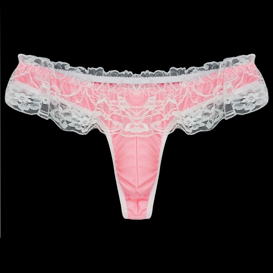 Pink lace panties for men