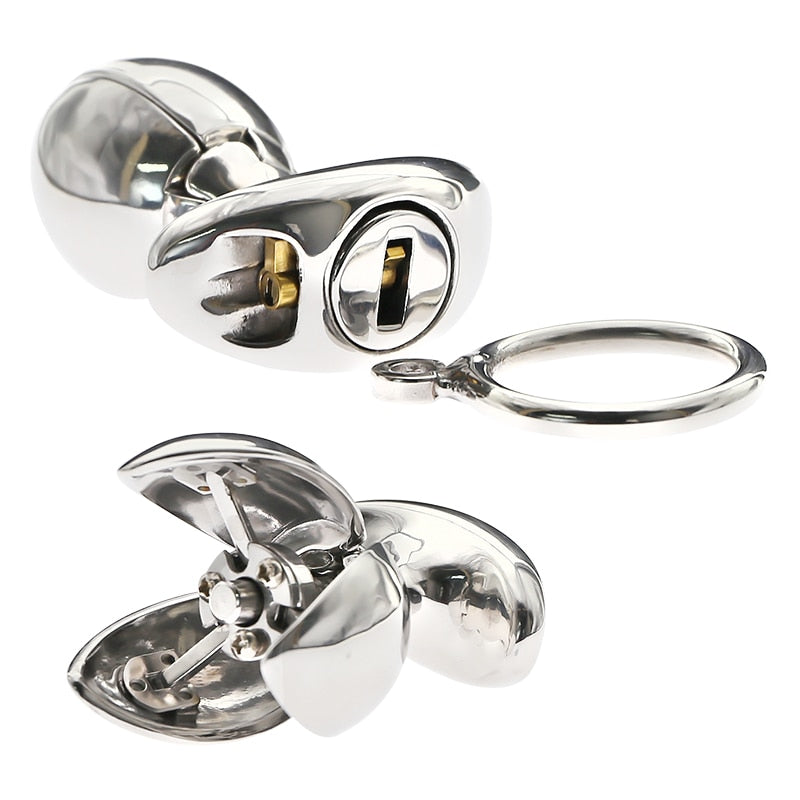 Heavy Stainless Steel Expanding Anal Plug With Lock