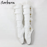 Sorbern Sexy Heelless Knee High  Lockable Ballet Boots