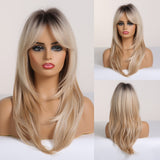 ALAN EATON Ombre Black Blonde Medium Long Wig