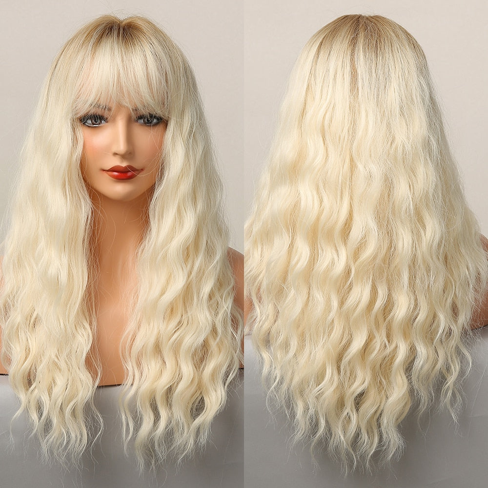 ALAN EATON Ombre Black Blonde Medium Long Wig