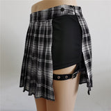 Pleated Gothic Half Irregular Skirt High Waist