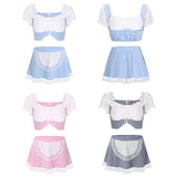 Women Lovely Scotland School Girl Cosplay Uniform Sexy Adult Baby Maid Apron Skirt Outfit Sissy Babydoll Lolita Roleplay Costume