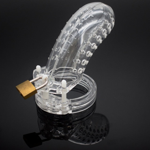 Plastic Chastity Device With 5 Rings Included