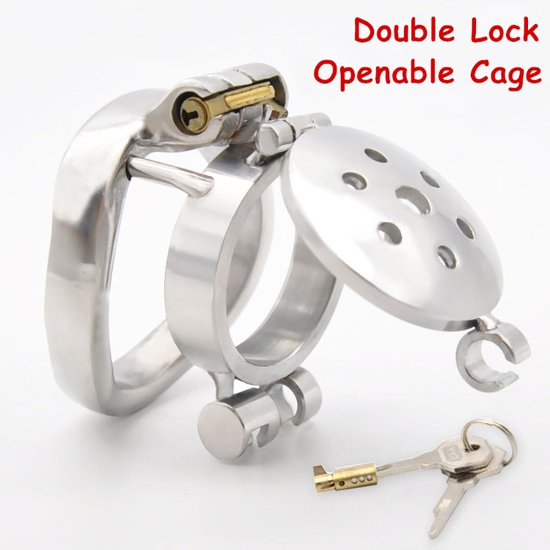 Double Lock Flip Cover Chastity Cage