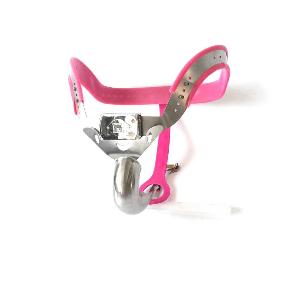 Pink Male Chastity Belt Stainless Steel