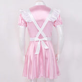 MSemis Men Adults Sissy Maid Dress Cosplay Outfit Sexy Halloween Sexy Costume Crossdressing Sexy Male Dress with Apron Headband