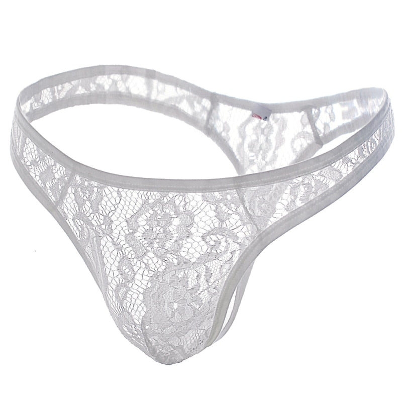 M-XXL Lace Men Thongs Strings Underwear See Through Gay Tanga Transparent Sissy Male Underpants