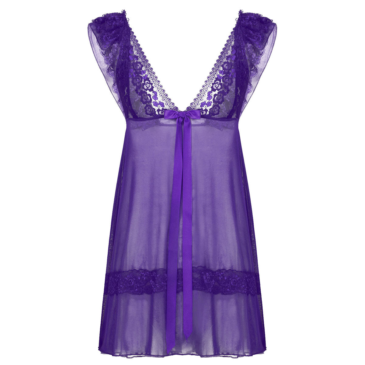 Sissy Ruffle Lace See-through Sheer Mesh Babydoll