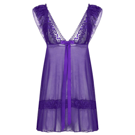 Sissy Ruffle Lace See-through Sheer Mesh Babydoll