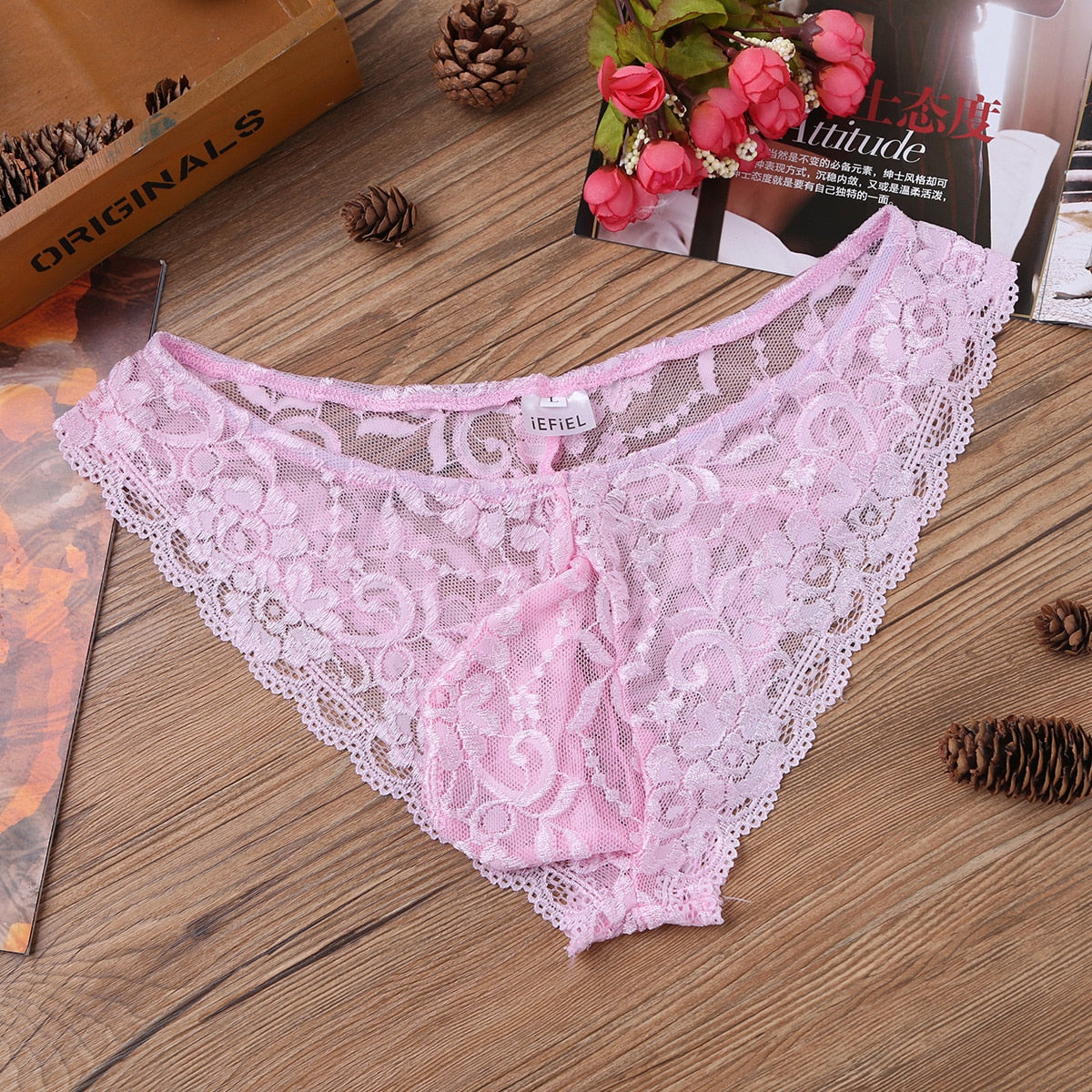 Floral Lace Sheer Pouch G-string Panties