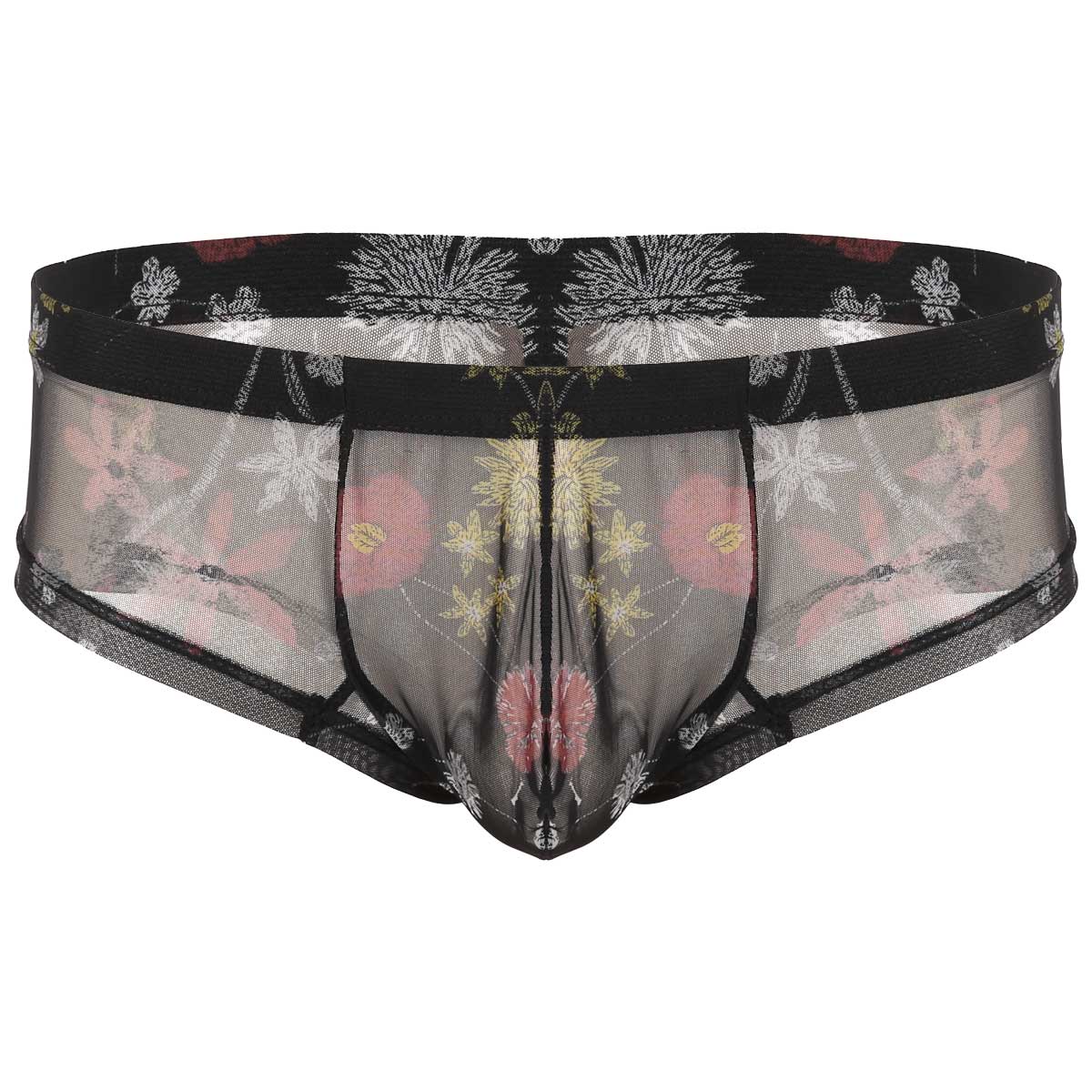 Sissy See Through Sheer Panties Flower Printed