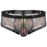 Sissy See Through Sheer Panties Flower Printed