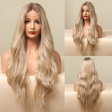 ALAN EATON Ombre Dark Brown Blonde Lace Wig