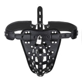 PU Leather Basket Locking Chastity Pouch Panties