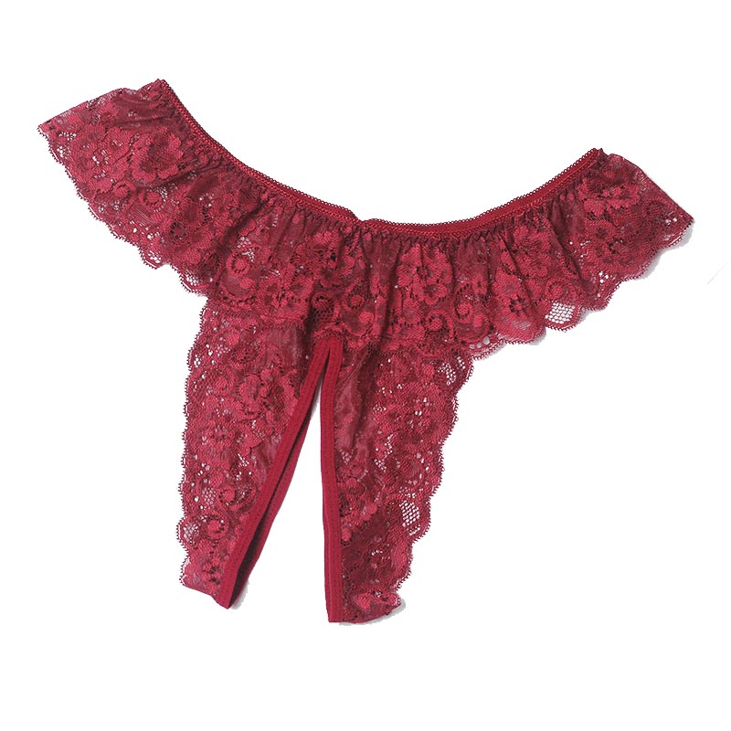 Sexy Floral Lace Crotchless Open Butt Panties Sheer Open Crotch Brief Thong Underwear Sissy Gay Fetish Lingerie Plus Size XXXL