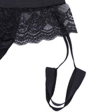 Sexy Lingerie Lace Mens Thongs and G-strings Bikini Gay Underwear Underpants Bulge Pouch Open Crotch Sissy Panties with Garters