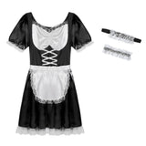 Sissy Maid Uniform Dress Short Sleeve with Choker & Headband