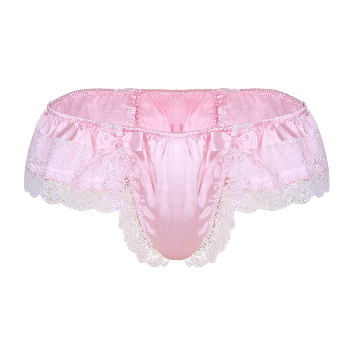 Shiny Soft Satin Floral Lace Low Rise Sissy Panties